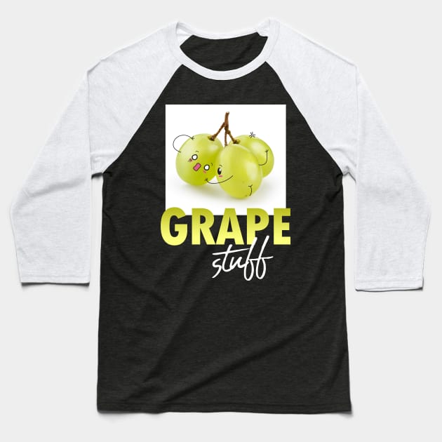 Cute Japanese Grapes - Grape Stuff Anime Style Baseball T-Shirt by PerttyShirty